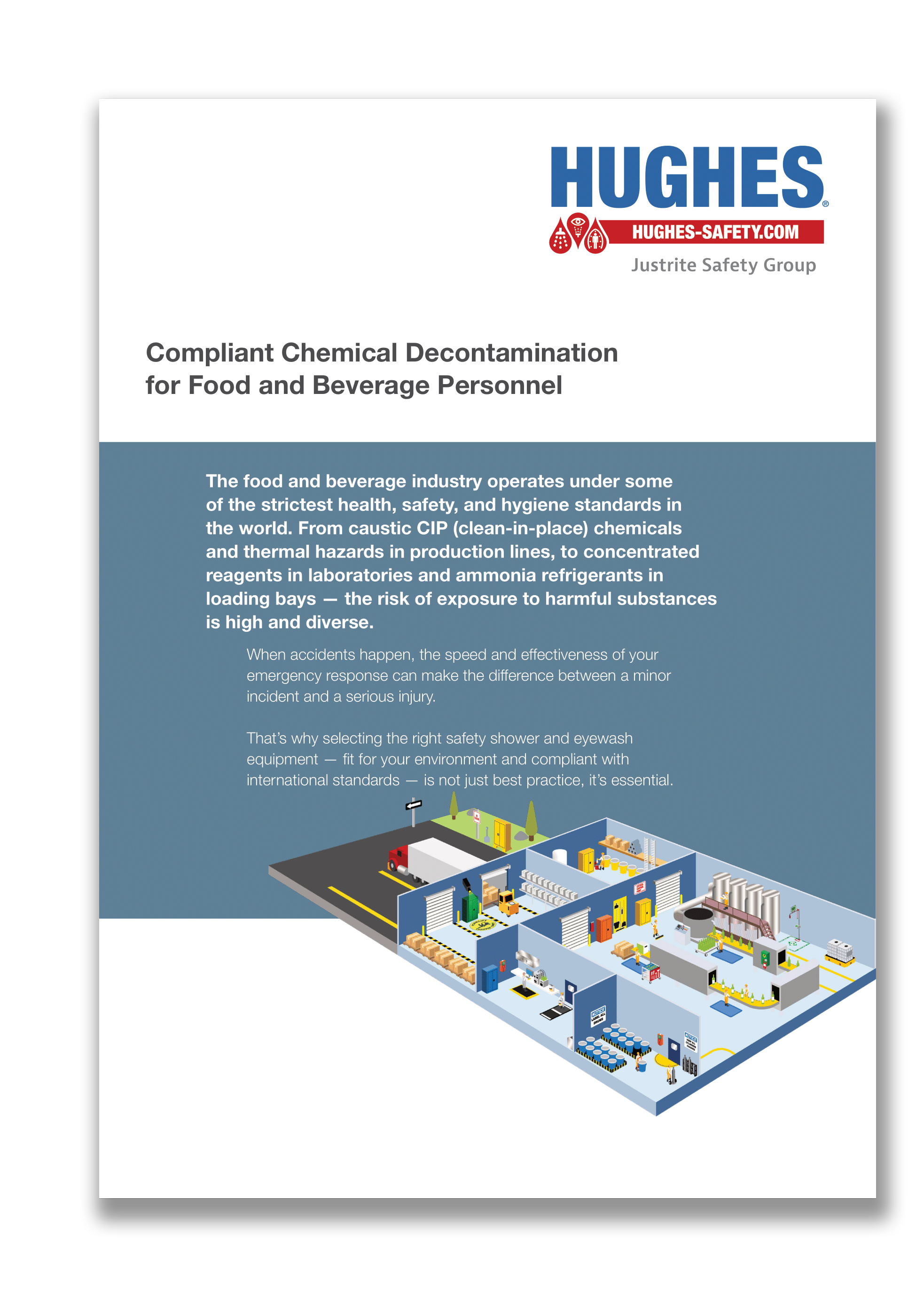 Browse our full range of recommended safety showers and eye washes for all areas of your food and beverage site inside our brochure.